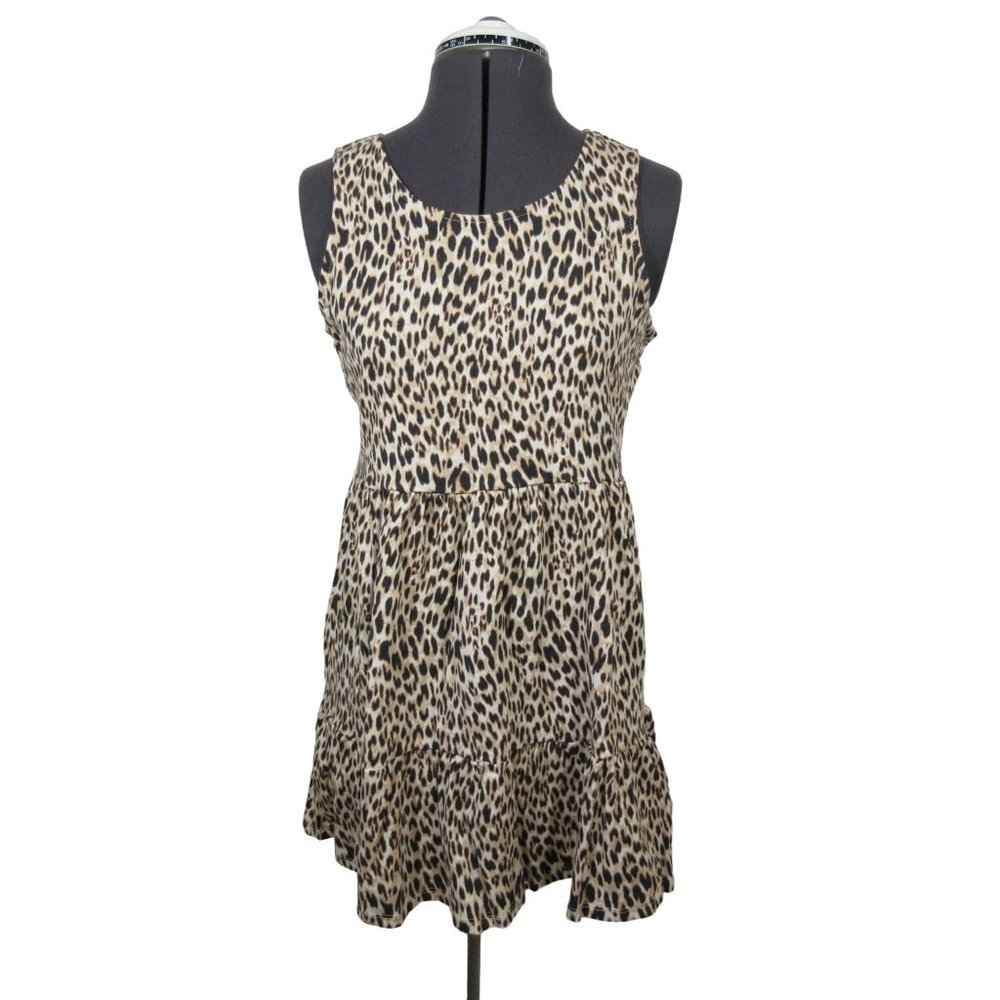 Love, fire leopard‎ print tiered tank mini dress